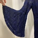 Love Reign Navy Floral Lace Bell Sleeve Dress Photo 2