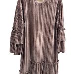 Goldie ‎ Velvet Dress M/L Pleated Long Sleeve Ruffle Hem Party Cocktail Casual Photo 0