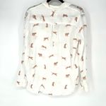 Rails Charli Shirt Women White Playful Cheetahs Print Linen Blend Button Medium Photo 2