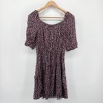 Rebecca Taylor  Francesca Navy Floral Print Silk Blend Square Neck Dress Size 8 Photo 7