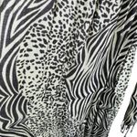 Black Cream Leopard Zebra Fringe 100% Viscose Lightweight Blanket Scarf Photo 1
