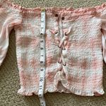 American Eagle  Pink Tie Dye Off The Shoulder Smocked Crop Top Blouse Size XS EUC Photo 6