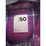 SO  Cropped Plaid Jacket XL Pink Purple Oversized Cabin core Ski Resort Cozy Cute Photo 2