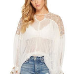 Free People  White Embroidered Lace Joyride Blouse Top S Photo 0