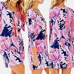 Lilly Pulitzer  Merritt T-shirt Dress Paradise Point Pink Blue Tropical sz MEDIUM Photo 3
