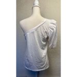 Boston Proper  White Cotton/Modal Shirt Womens Casual‎ Top One Shoulder Size M Photo 2
