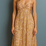 Oleg Cassini  Metallic Foil Chiffon Maxi Dress - 8 Photo 0