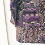 Leoniak Vintage Cotton Metallic Retro Knit Paisley Tapestry Three Button Blazer Purple Size undefined Photo 12