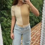 Free People beige color block bodysuit Photo 1