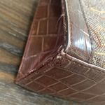 Liz Claiborne small wool and croc embossed vegan leather tote pre loved Photo 6