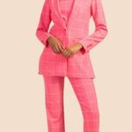 Trina Turk 💕💕 Carillo Pant ~ Windowpane Tropical Suiting Candy Pink 14 NWT Photo 2