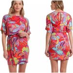 Trina Turk  Women's Tropical Mini Dress Belted Small Kimono Sleeve Resort Color Photo 1