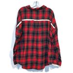 POL  Red and Black Plaid Oversized Button Front Shirt Photo 2