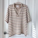 Sabo Brown White Josie Cable Knit Women’s Top‎ Short Sleeves Size US 8 Photo 3