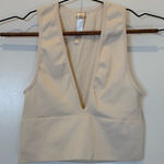 Urban Outfitters Cream Sleeveless V-Neck Women's Ribbed Bralette Top Photo 0