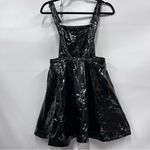 Hot Topic  Shiny Black faux leather Pinafore skirt w/pockets adjustable straps xs Photo 6