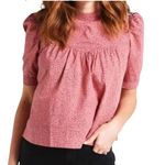 Citizens of Humanity Anthropologie  Top Dorothy Puff Sleeve Blouse Pink — Size S Photo 0