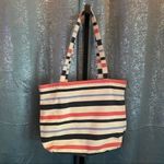 Kate Spade Fairmont Canvas Striped Bow Tote Cream Blue Coral Summer Bag Photo 3