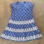 Roller Rabbit  Pamela Embroidered Cotton Dress Blue White Size XS Photo 0