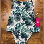 Tropical Leaf Print Swimsuit Green Photo 0