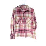 Urban Outfitters  Pink and Cream Plaid flannel button down Photo 2