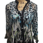 Investments Petites Women's Petite Print Button Front Blouse Top 2 Piece Set Black Size undefined Photo 0