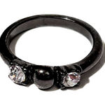 Sam Edelman NEW - Gunmetal & Rhinestone Punk Rock Goth Glam Ring - Size 8 Photo 0