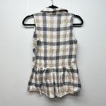 11.1. Thylo Plaid Peplum Gauzy Womens Top Small Chic Coastal Western Cowgirl Brown Photo 4