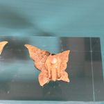 Vintage Cloisonne Enamal Butterfly Clip On Earrings with Pink and Gold Accents Photo 9