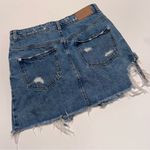 ZARA ‎ Distressed Signature Denim High Waisted Mini Skirt in Classic Blue Wash XS Photo 7