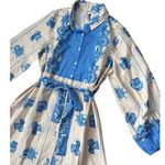 Celina Moon Long‎ Sleeve Bell Print Midi Dress Sky Blue Size Large Photo 8