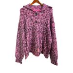 Free People Stellar Knit Pullover Sweater Pink Boucle Collared Button Size Small Photo 1
