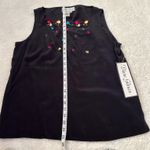 Diane Gilman NWT Silk Floral Embroidered Top in Black Size M Y2k/Bohemian/Art Photo 0