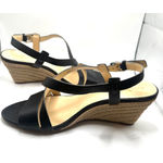 Cole Haan Women's  Black Leather Taylor Wedge Sandals Size 9.5 Photo 4