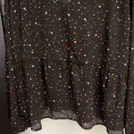 Popsugar Magnificent Black with white pink and red Heart print Crossover peplum top EUC Photo 1