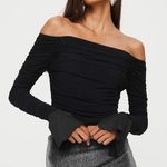Princess Polly (NWT)  Moreno Off the Shoulder Top Black Flare Sleeves Photo 0