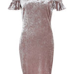 Velvet Cold Shoulder Beaded Cocktail Dress Mauve Party Elegant Size M Velour Pink Photo 0