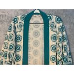 Soft Surroundings  Kimono L/XL Turquoise Embroidered Sequined Floral Boho Photo 2