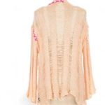 POL Women’s Size Medium Distressed Peach Sweater With Pink Stitch Details Photo 2