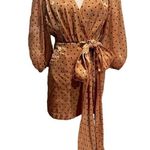 4si3nna Alora Shimmer Polka Dot Minidress In Gold and Black size S NWOT Photo 3