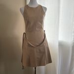 Alice + Olivia Leandra Vegan Leather Minidress, SZ 2, Almond color, BN,$395 Photo 8