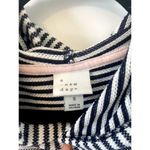 A New Day Womens Navy White Striped Hoodie S Pocket Knit Sweater soft drawstring Photo 3