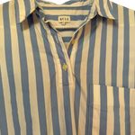 Kule The Keaton Crop Button Down Shirt white & sky blue size small Photo 4