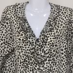 Preston & York  Ruffle Leopard Print Blouse Brown Cream Print Sz 10 Photo 2