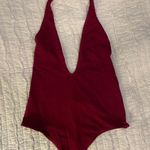 EXPRESS Burgundy Halter Bodysuit Photo 0