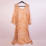 Sezane Julietta Chiffon Accordion Pleated Zebra Animal Print Pattern Maxi Dress Photo 0