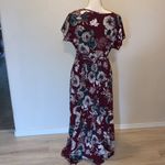 Wren & Ivory burgundy floral high low short sleeve dress with pockets Red Size L Photo 5