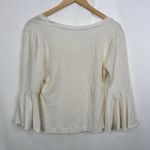 Anthropologie Smocked Bell Sleeve Cropped Top Cream White Knit Textured Size M Photo 6