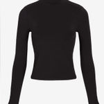 EXPRESS  Mock Neck Size Large Black Body Contour High Compression Long Sleeve Photo 0