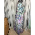 Leslie Fay maxi dress purple green abstract 1990s Photo 6